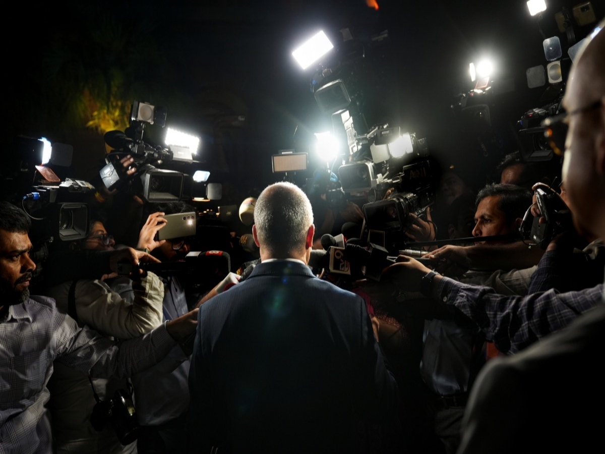 Canada's Deputy High Commissioner to India Stewart Wheeler speaks with the media after a meeting the Ministry of External Affairs officials, in New Delhi, Monday, Oct. 14, 2024.