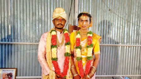 Srinivasa Mallya with his bride Karunanjali, a trans woman