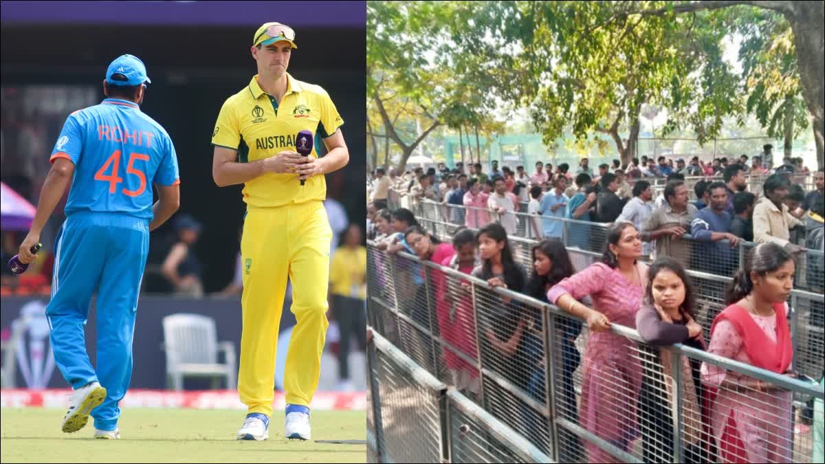 Australia tour of India 2023  ind vs aus first t20 match tickets  ind vs aus first t20 match tickets sales in vizag  ವಿಶಾಖದಲ್ಲಿ ಭಾರತ ಆಸೀಸ್ ಪಂದ್ಯ  ಟಿಕೆಟ್‌ಗಾಗಿ ಮುಗಿಬಿದ್ದ ಯುವಜನತೆ  ಆಂಧ್ರಪ್ರದೇಶದ ವಿಶಾಖಪಟ್ಟಣಂ  ಭಾರತ ಮತ್ತು ಆಸ್ಟ್ರೇಲಿಯಾ ನಡುವಿನ ಪಂದ್ಯ  ಭಾರತ ಮತ್ತು ಆಸ್ಟ್ರೇಲಿಯಾ ನಡುವಿನ ಟಿ20 ಪಂದ್ಯ  ಪಂದ್ಯದ ಟಿಕೆಟ್‌ಗಳ ಮಾರಾಟವು ಆಫ್‌ಲೈನ್‌ನಲ್ಲಿ ಪ್ರಾರಂಭ  ಆನ್‌ಲೈನ್ ಟಿಕೆಟ್‌ಗಳ ಮಾರಾಟ ಈಗಾಗಲೇ ಪೂರ್ಣ  ಯುವಕರು ಟಿಕೆಟ್‌ಗಾಗಿ ಕೌಂಟರ್‌ಗಳತ್ತ ಮುಗಿಬಿದ್ದರು  ಭಾರತ vs ಆಸ್ಟ್ರೇಲಿಯಾ ಟಿ20 ಸರಣಿ ವೇಳಾಪಟ್ಟಿ