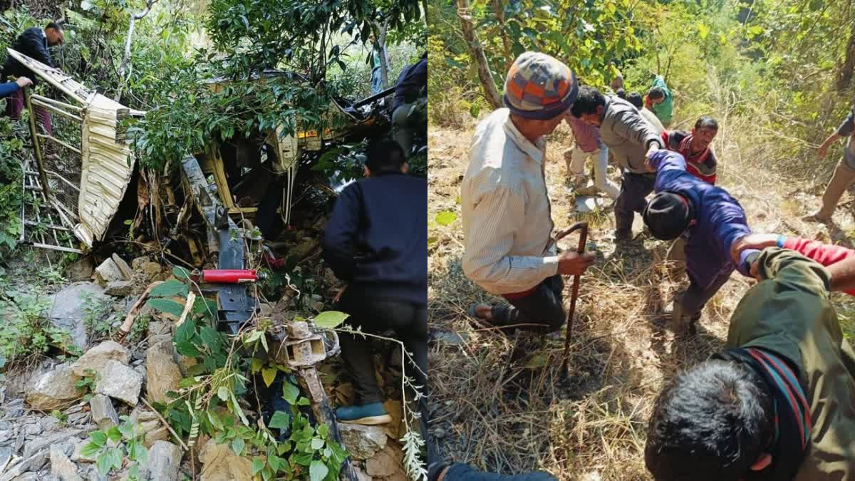 500 ಅಡಿ ಆಳದ ಕಂದಕಕ್ಕೆ ಉರುಳಿದ ಪಿಕಪ್​ ವಾಹನ