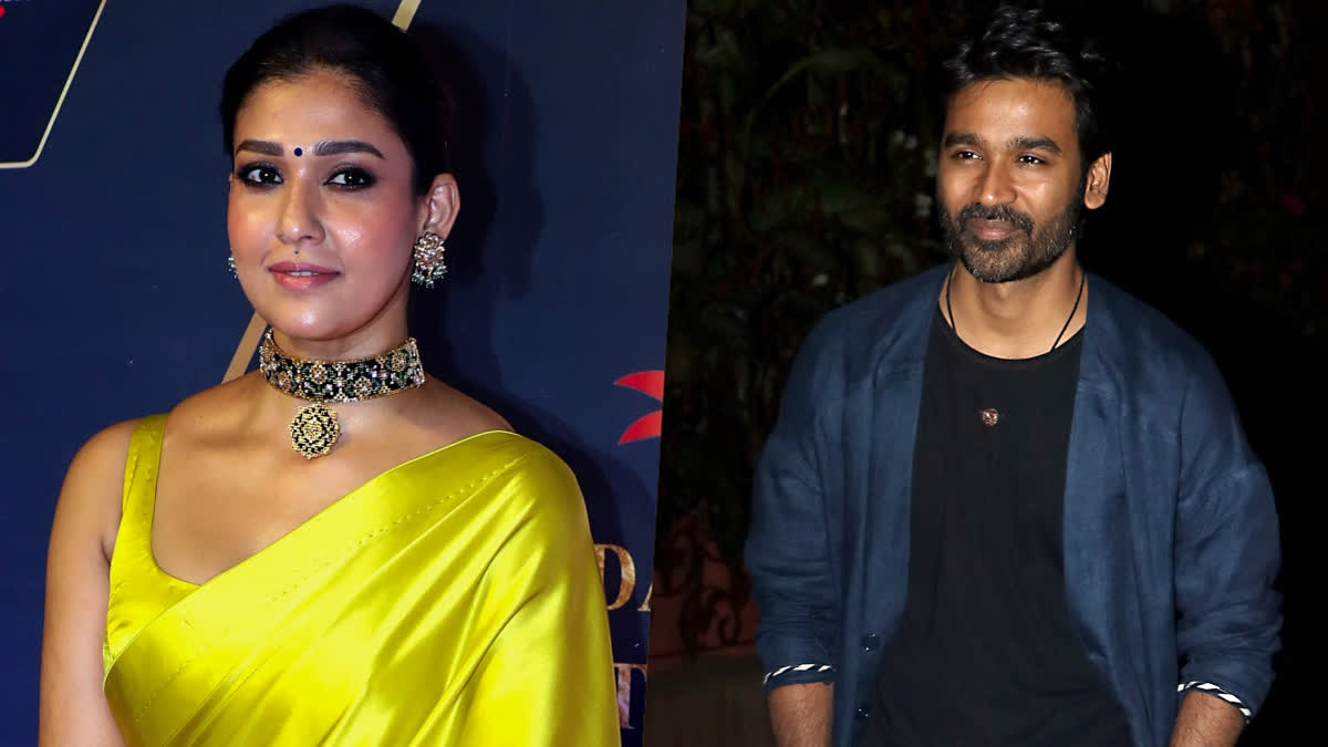 Tamil superstars Nayanthara (left), Dhanush (Right)