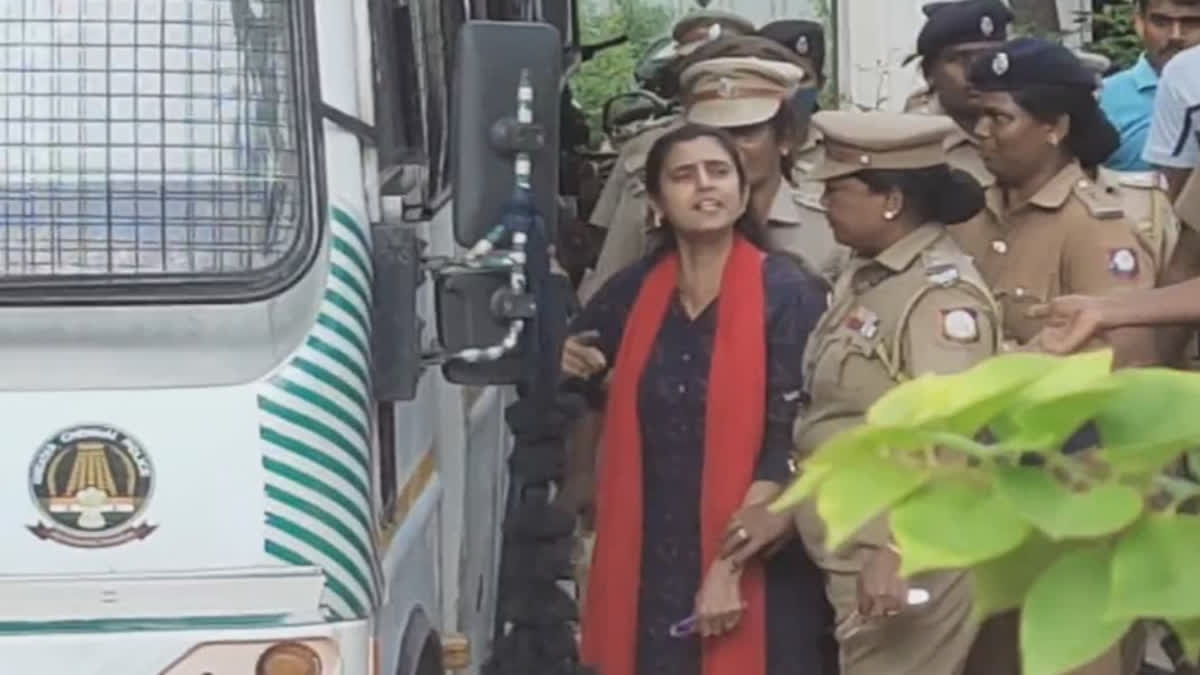 Actress Kasturi, who sparked controversy with her remarks about Telugu-speaking people in Tamil Nadu, was arrested and brought before a Chennai court on Sunday.