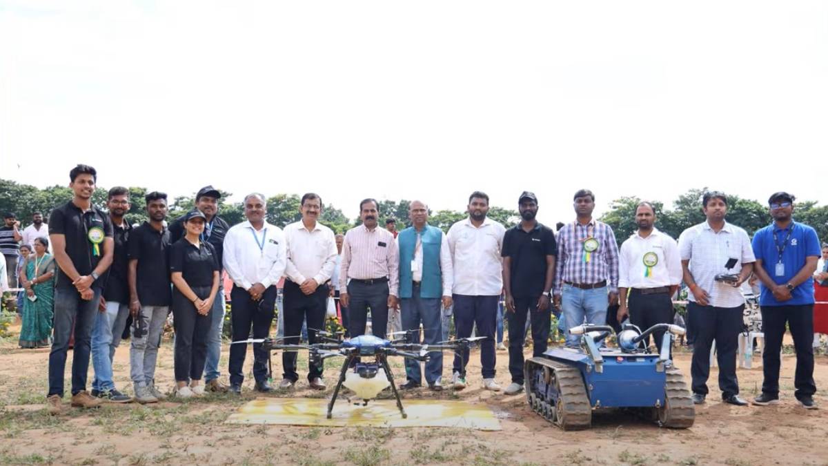 A drone is being prepared for flight