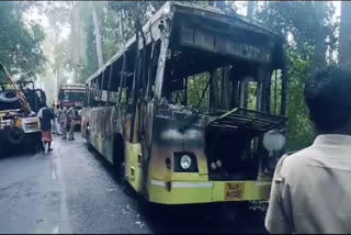 KSRTC BUS FIRE  PAMBA BUS FIRE ACCIDENT  SABARIMALA BUS FIRE ACCIDENT  കെഎസ്‌ആർടിസി ബസ് കത്തി