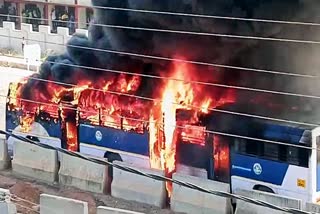 Representational picture of KSRTC bus catching fire in Kerala