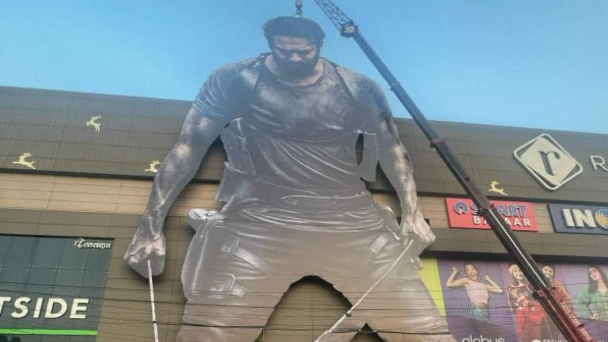Salaar craze hits new heights: Ahead of release, a towering 120-foot cutout of Prabhas unveiled in Mumbai