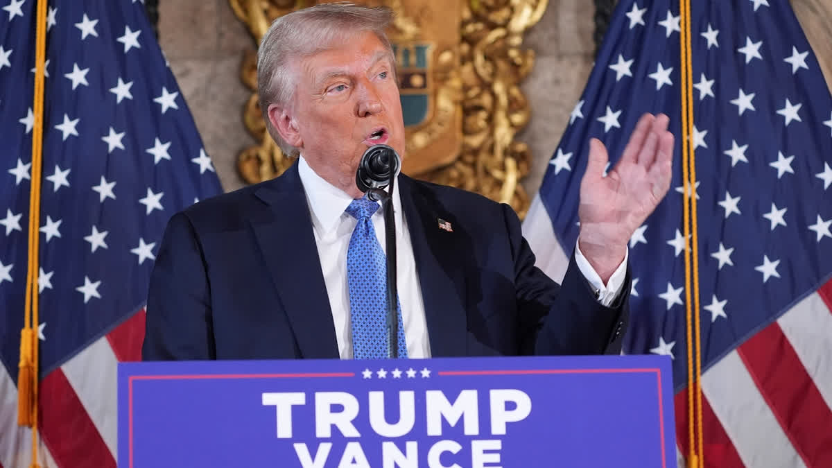 President-elect Donald Trump speaks during a news conference at Mar-a-Lago, Monday, Dec. 16, 2024, in Palm Beach, Fla.