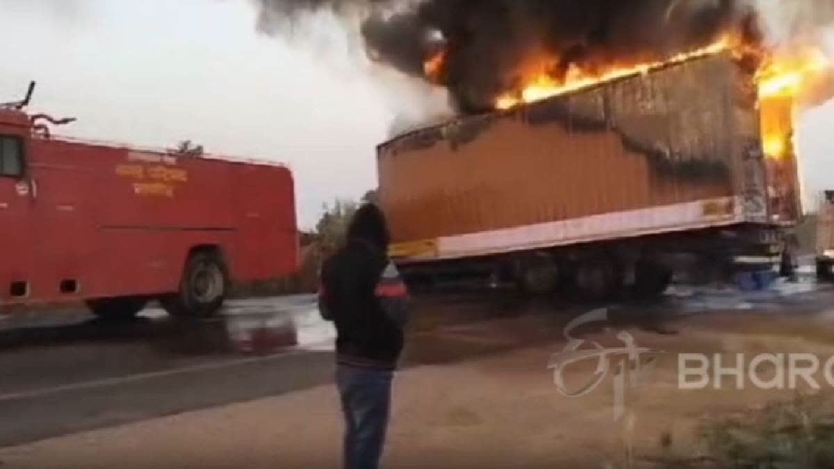 Container, Trailer Catch Fire After Collision In Nagaur, 2 Drivers Charred To Death