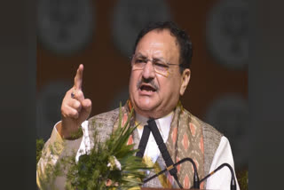 BJP National President JP Nadda addresses a public meeting in Saroor Nagar Stadium, in Hyderabad on Saturday