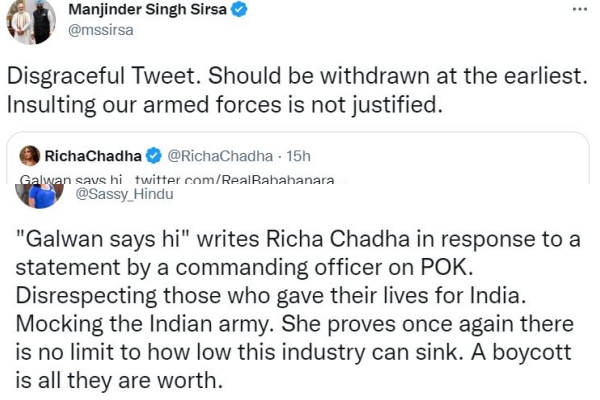 Richa Chadha latest tweet