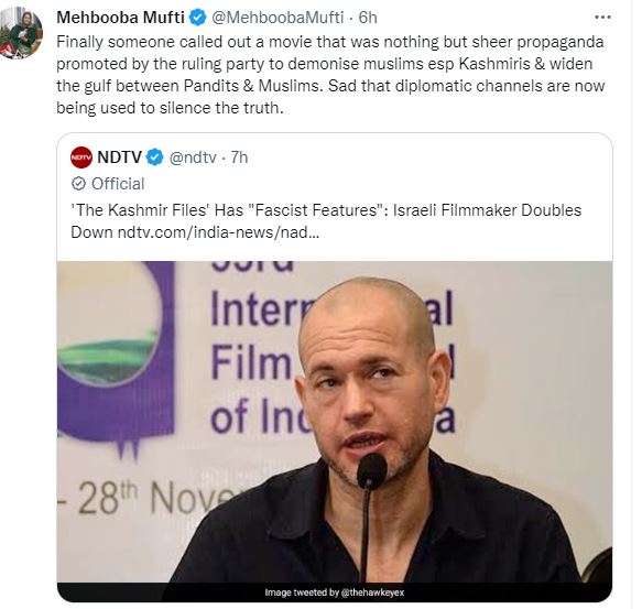 mehbooba-mufti-defends-israeli-filmmaker-criticism-of-kashmir-files