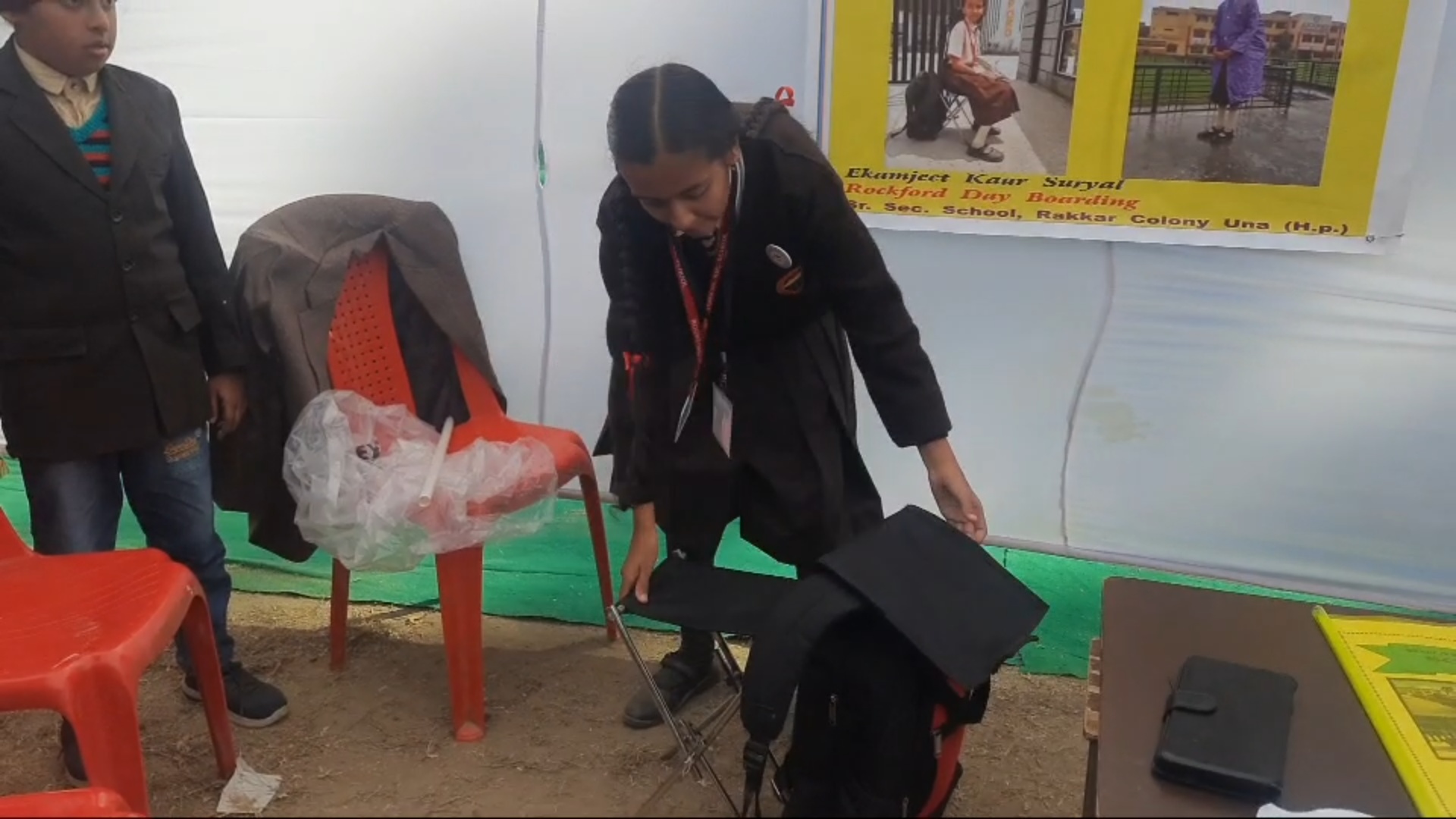 Himachal girl student develops school bag that can be converted into chair also