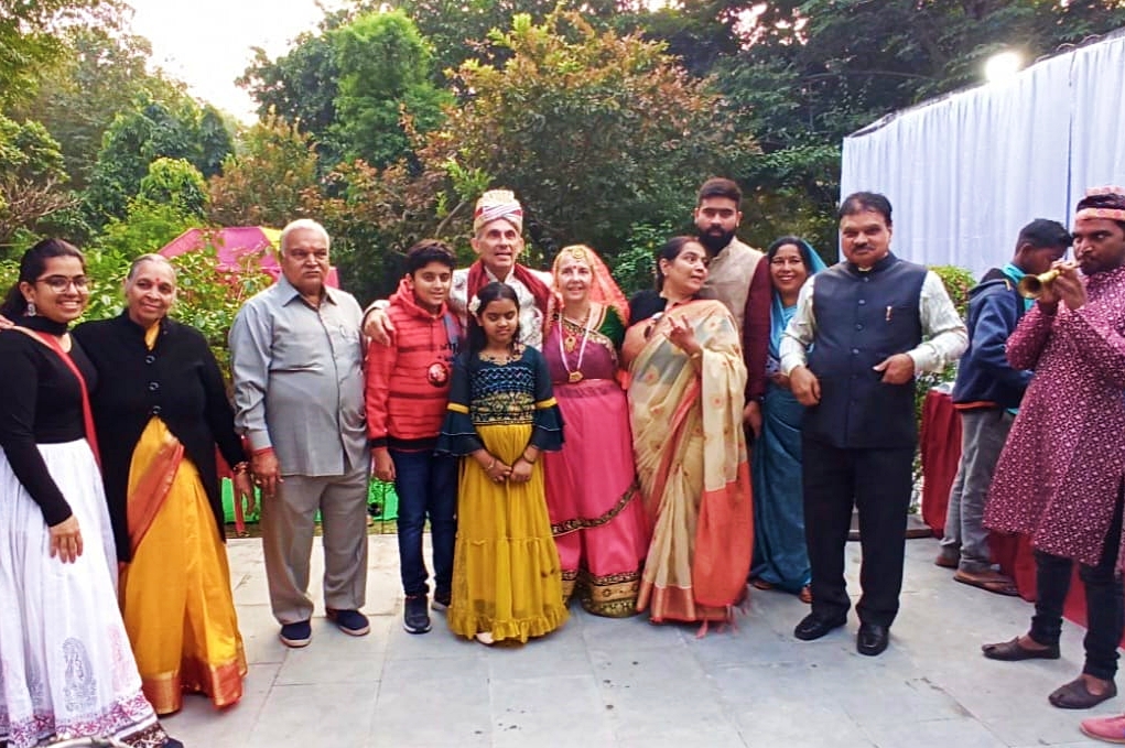 Italian Couple with locals in Agra