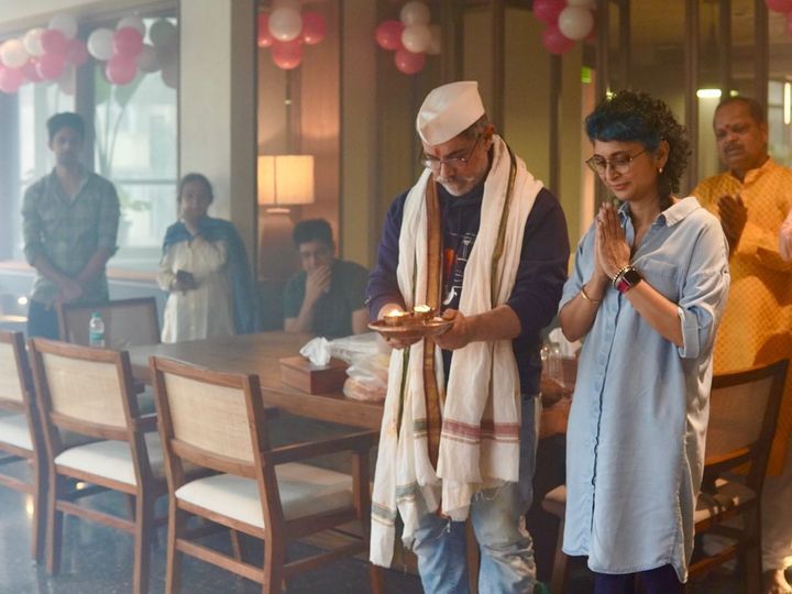 Aamir Khan performing pooja at new office with Ex Wife Kiran Rao