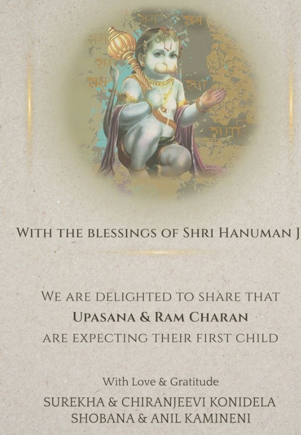 Chiranjeevi shares good news about Ramcharan and upasana becoming parents