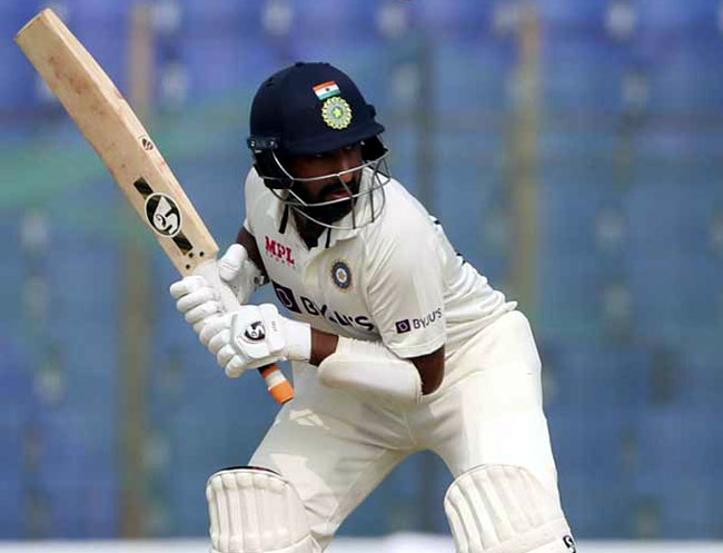 pujara century match against bangladesh