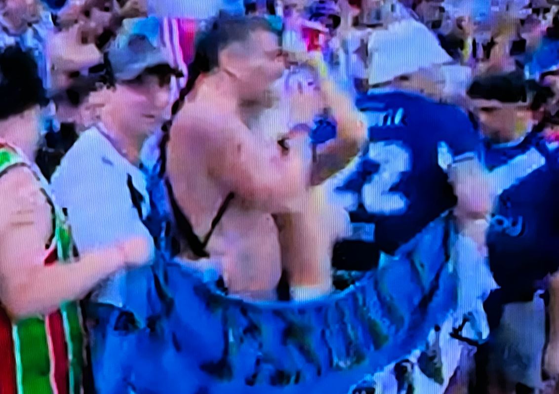 Argentina Fan Goes Topless While Celebrating Win may be Arrested In Qatar