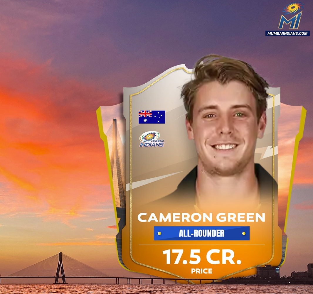 Cameron Green bought by Mumbai Indians for Rs 17.5 crore