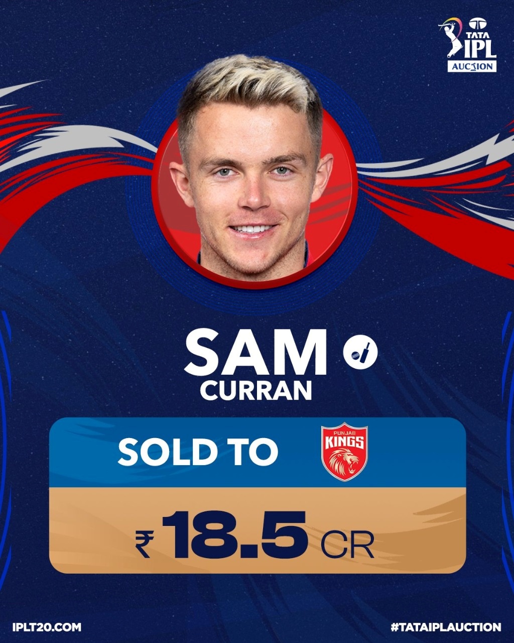 Sam Curran bought by Punjab Kings for Rs 18.50 crore