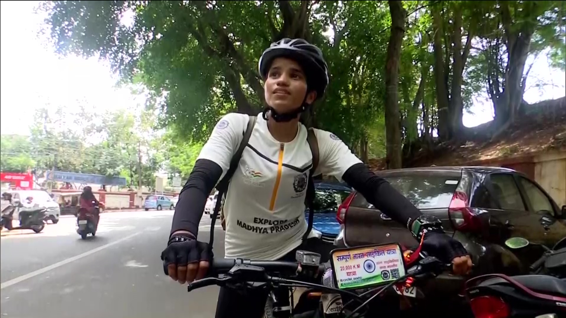 woman cycling across india