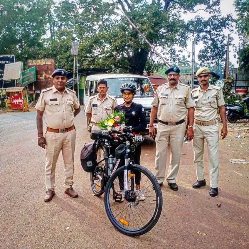 woman cycling across india