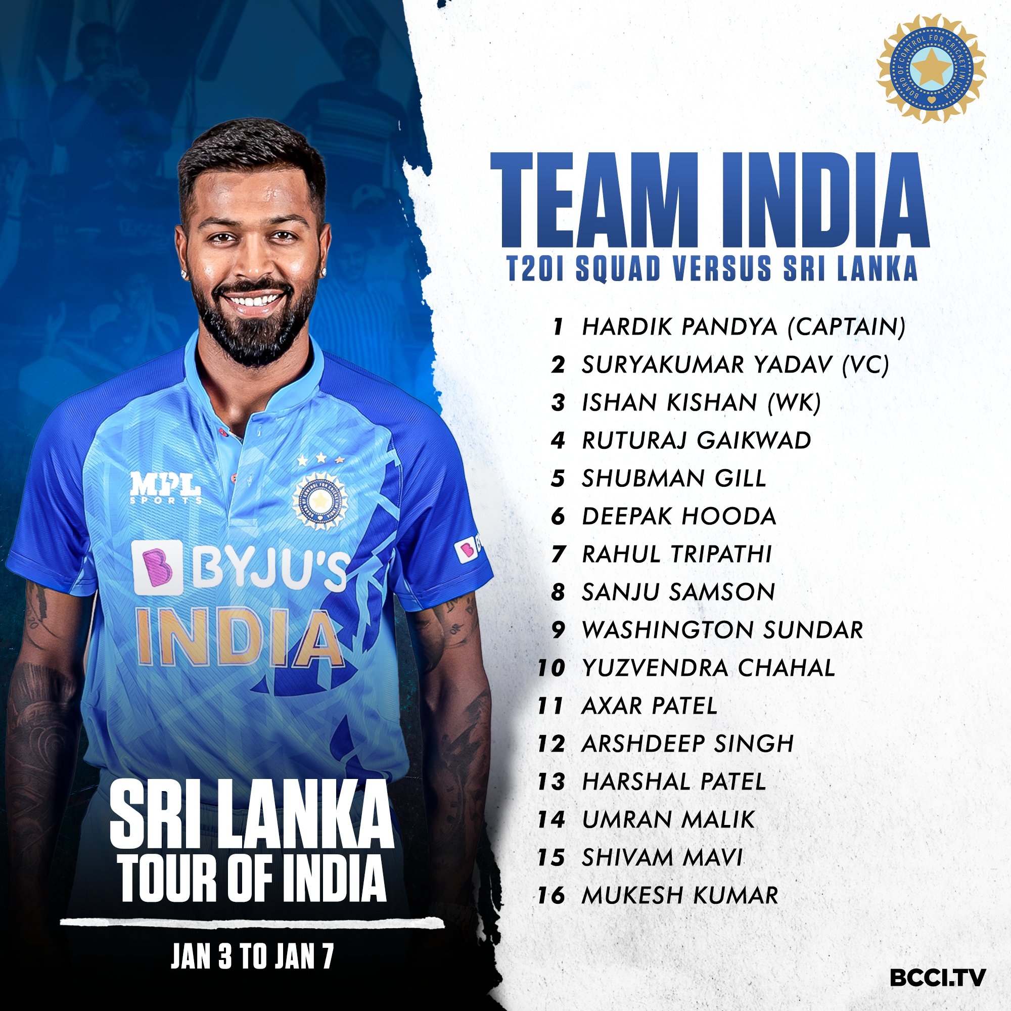 india squad for sri lanka tour 2023