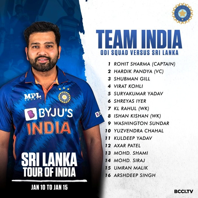 india squad for sri lanka tour 2023