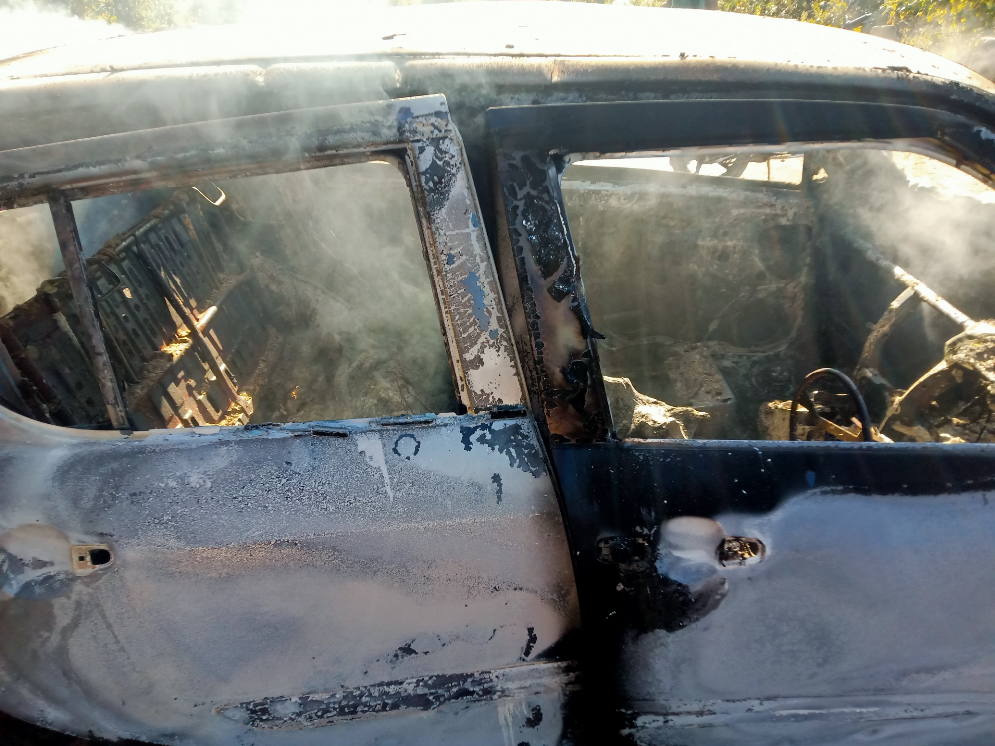 burning car in Mainpat