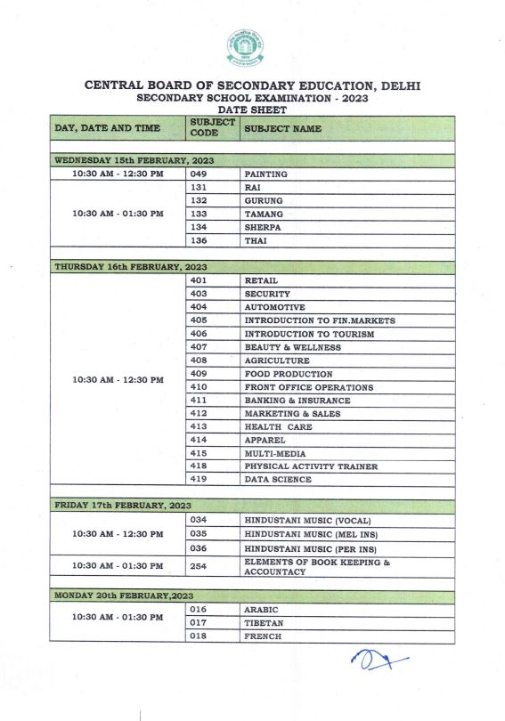 CBSE has released the date sheet of 10th-12th board exam