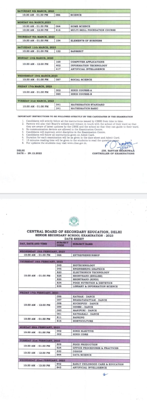 CBSE 2023: બોર્ડની પરીક્ષાનું શેડ્યૂલ જાહેર, 10-12મીની પરીક્ષા 15 ફેબ્રુઆરીથી