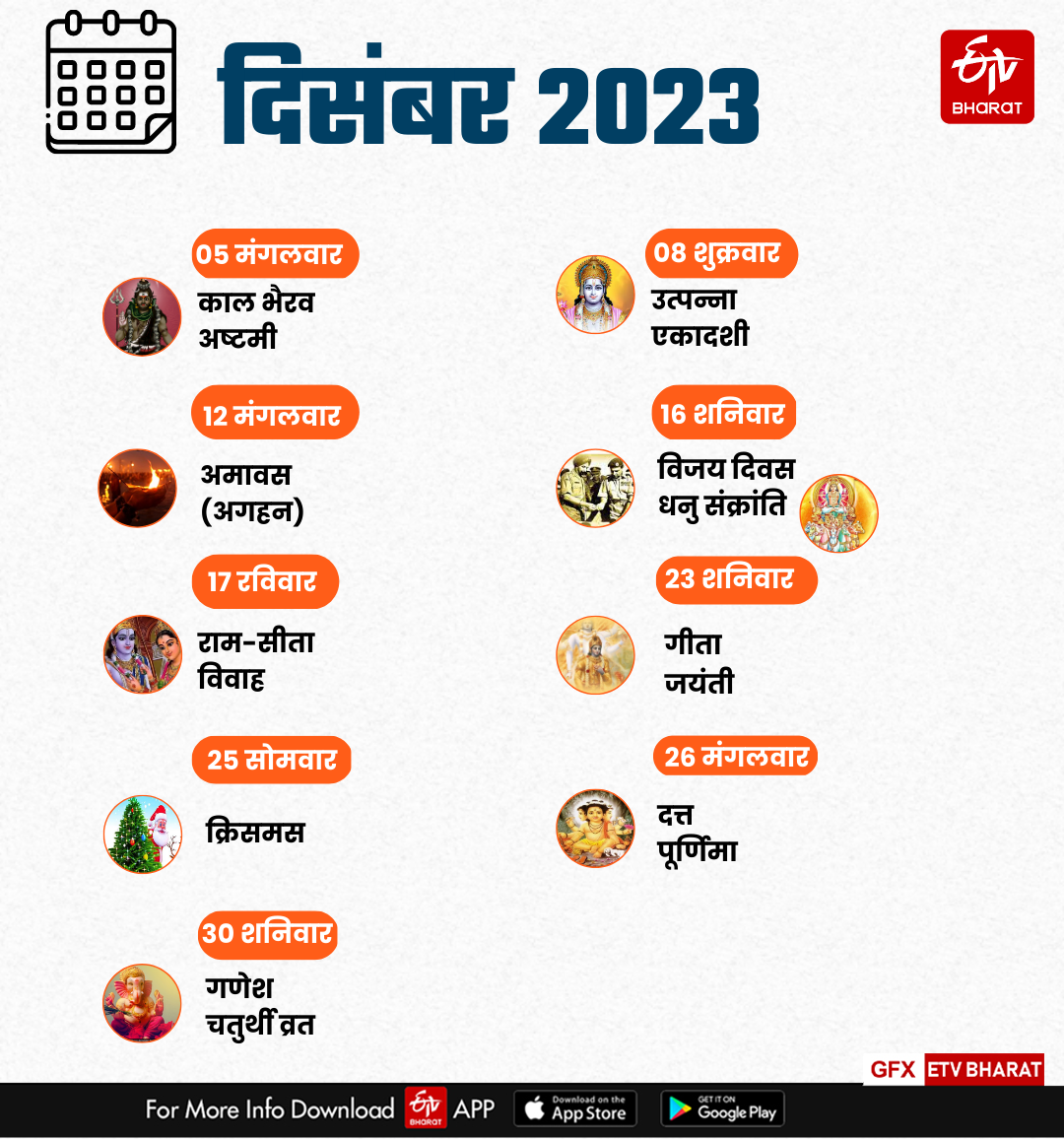 दिसंबर 2023 का कैलेंडर