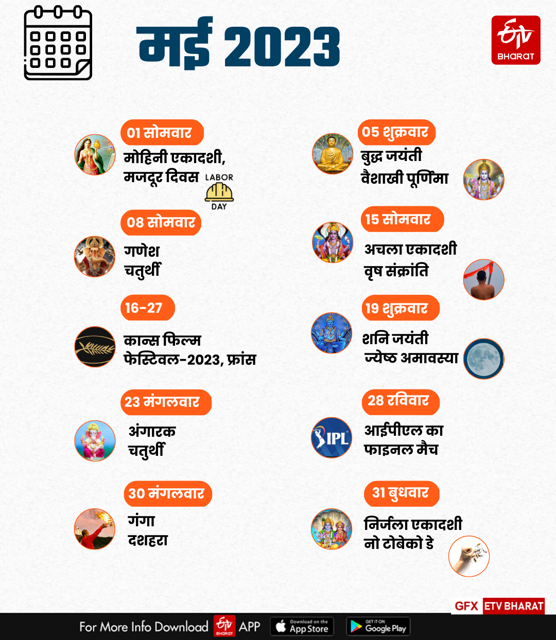 मई 2023 का कैलेंडर