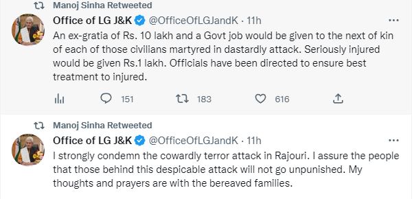 LG Office Tweet On Rajouri Incident