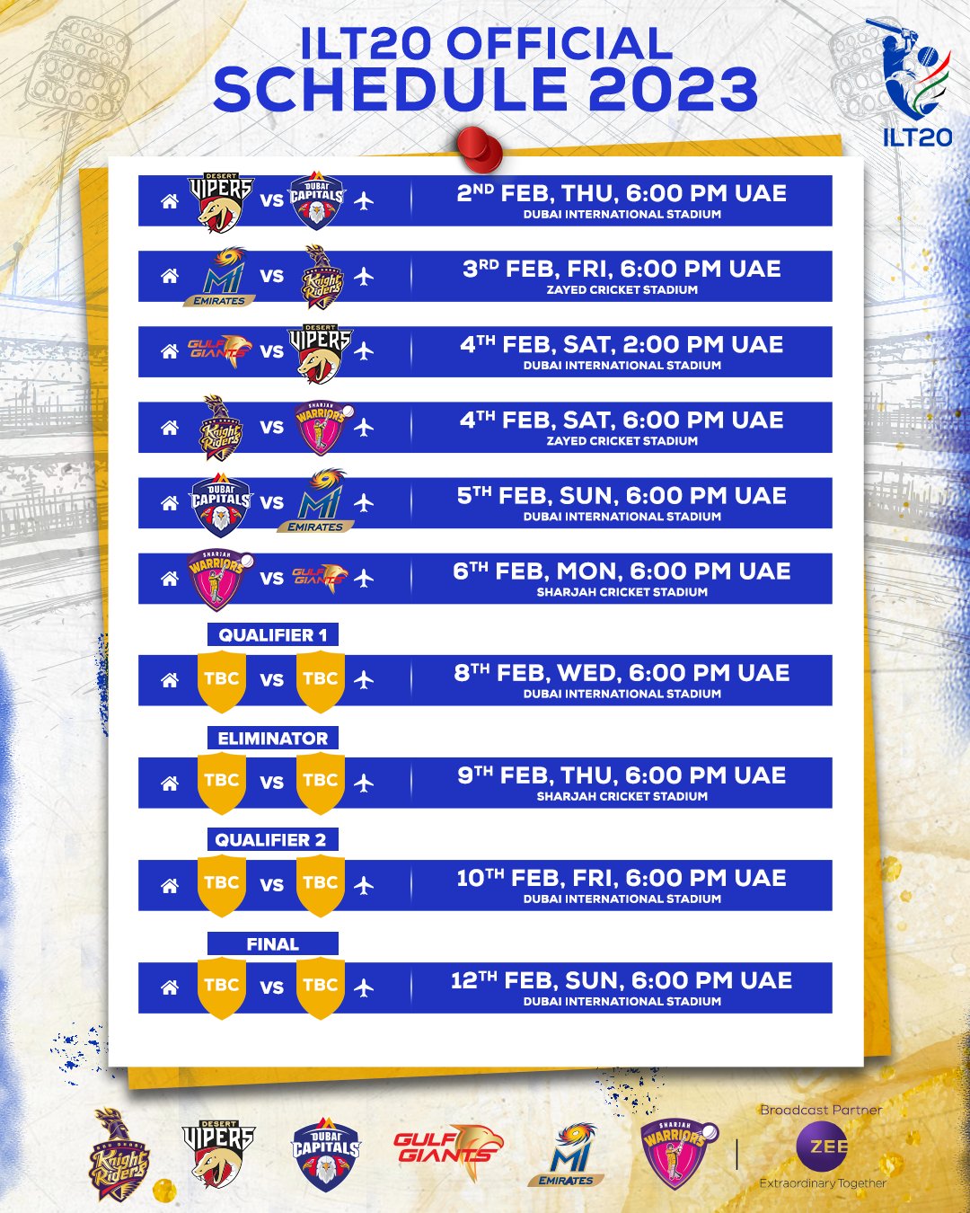 13 જાન્યુઆરીથી UAEમાં ILT20 શરૂ થશે