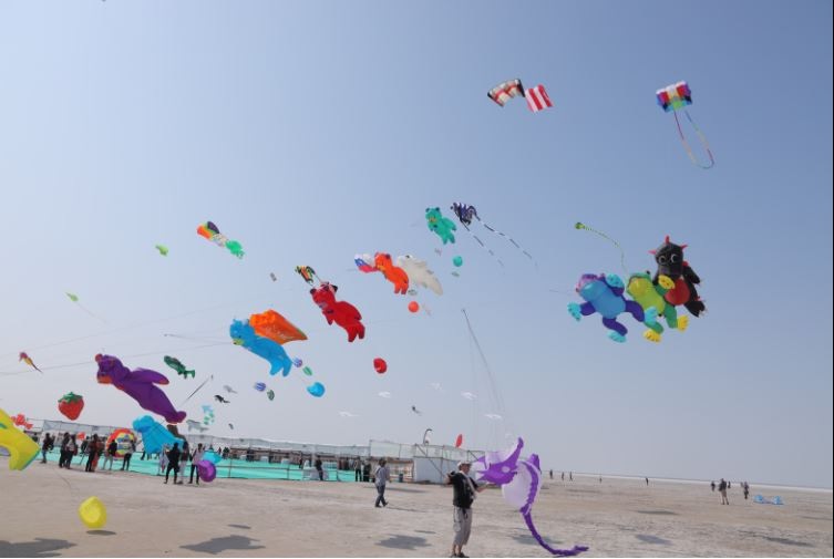 Kite flying by people in Gujarat