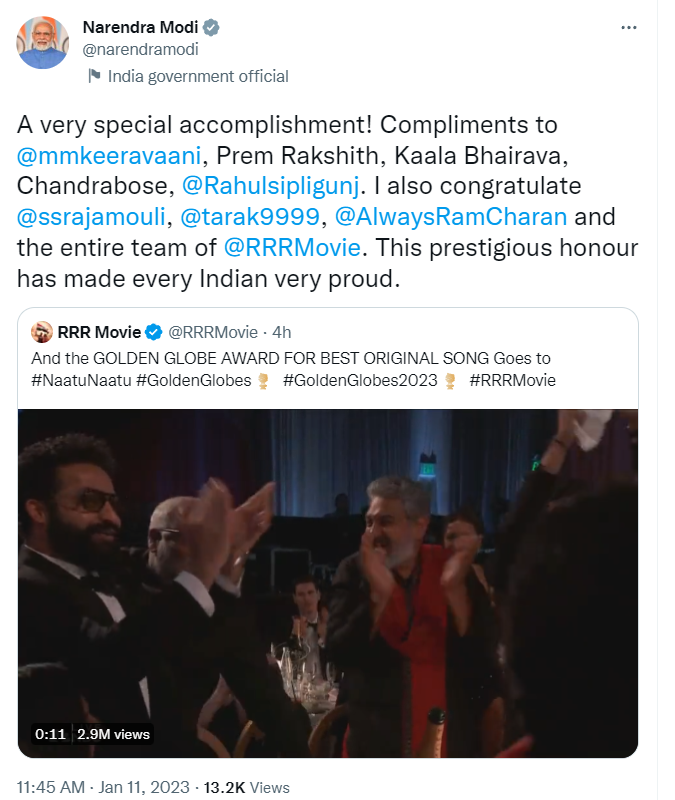 prime minister narendra modi tweet