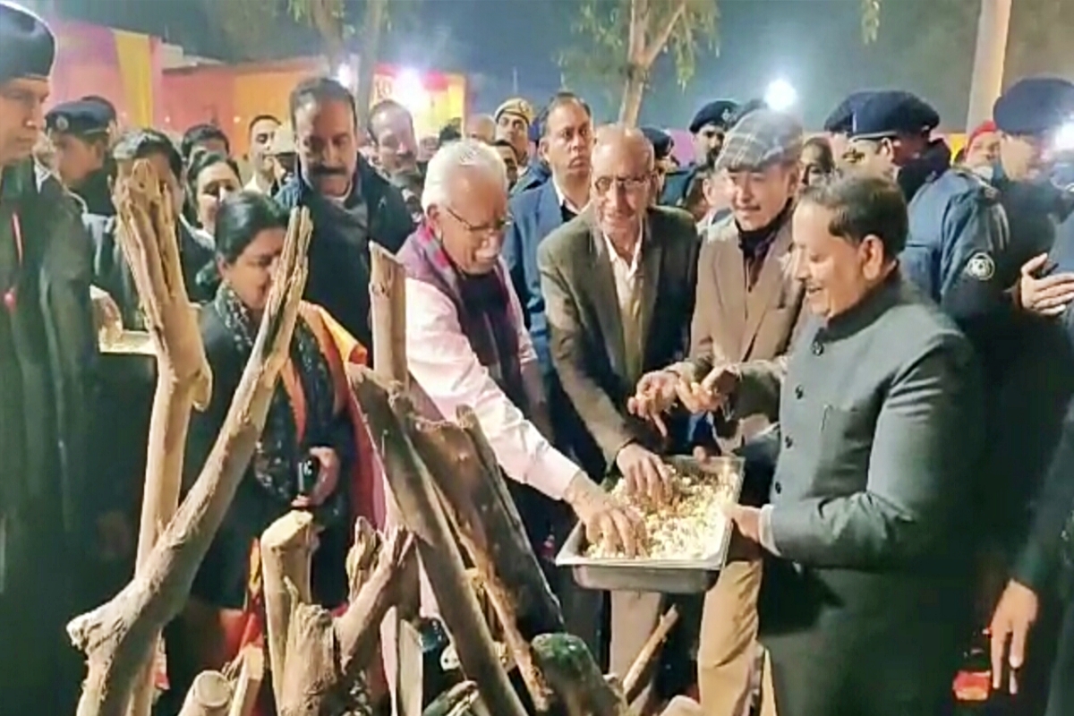 Haryana CM Manohar Lal celebrated Lohri