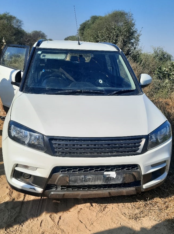 Car in which two smugglers from Punjab arrived at the spot where drug packets were drooped from found in abandoned. PHOTO CREDIT: ANI