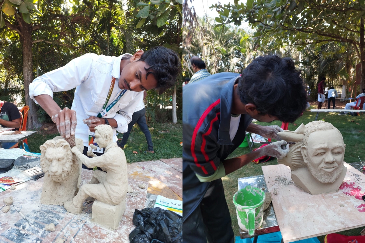 Clay statue of Prime Minister Modi