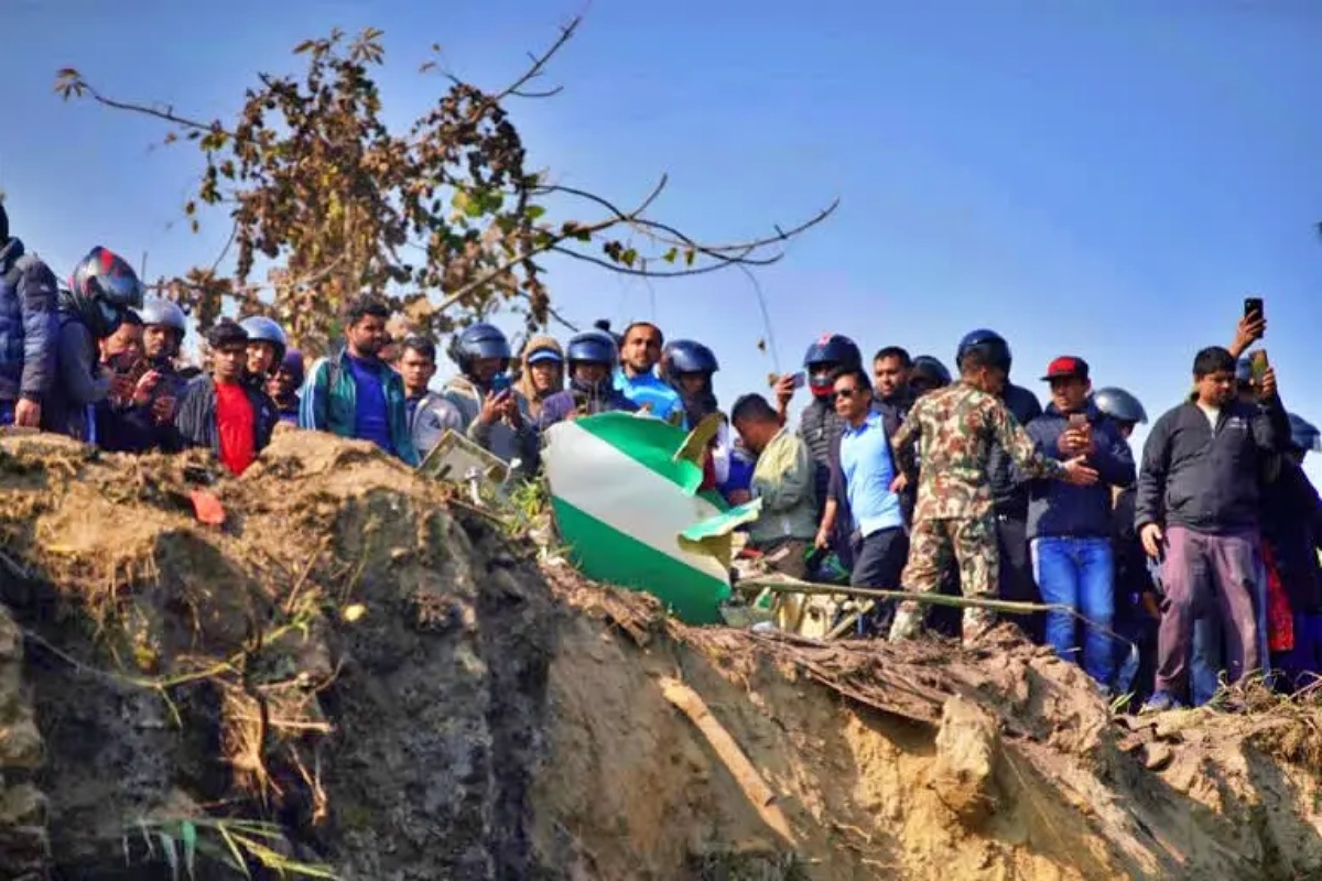 Wreckage of plane crash in Nepal