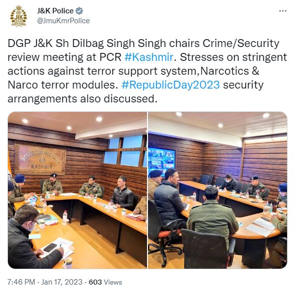 DGP Held  high level meeting on the security situation in Srinagar