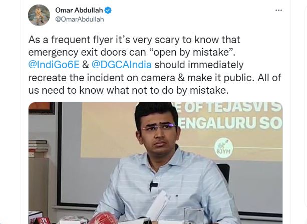 Screenshot of Omar Abdullah's tweet