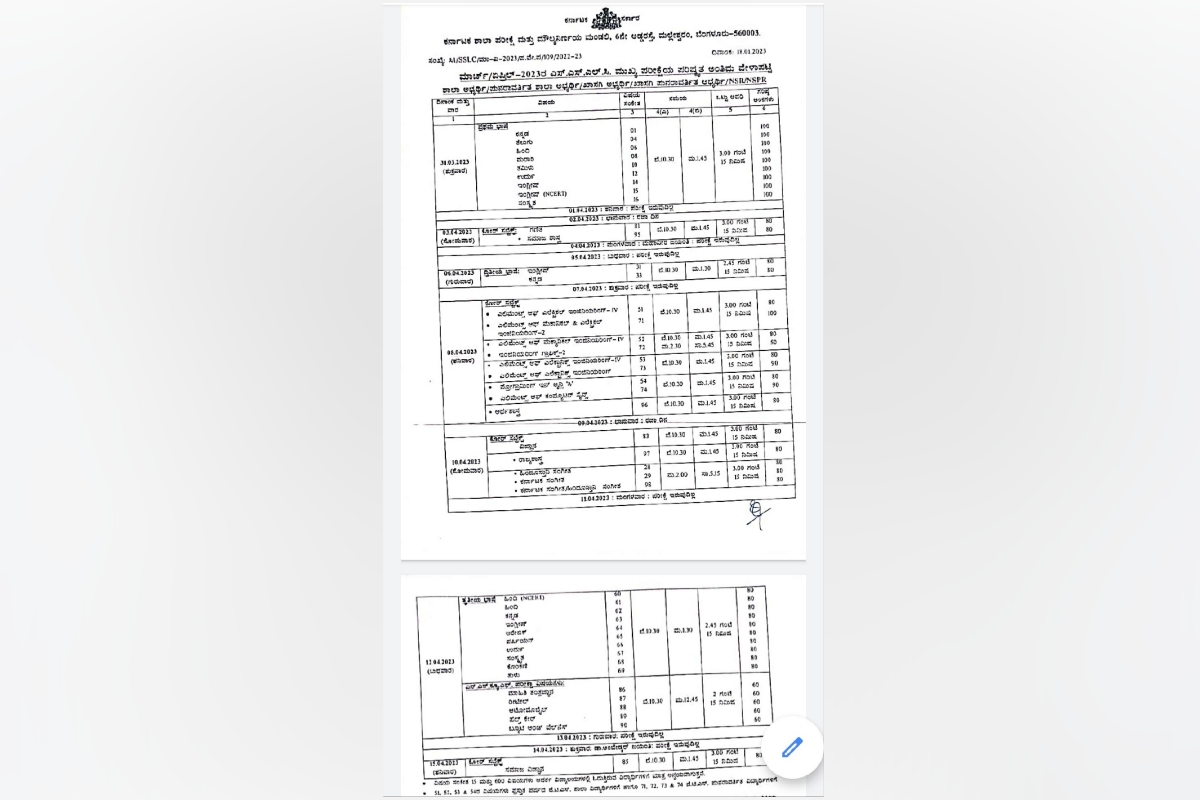 sslc exam time table