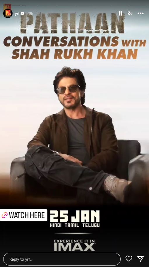 'Pathan Conversations with Shah Rukh Khan' poster (Photo- @yrf Instagram)