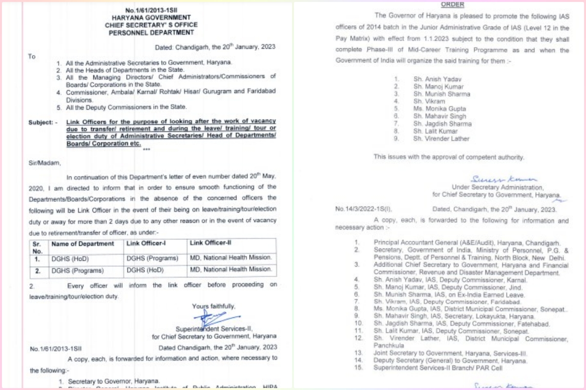 IAS officers Promotion in Haryana