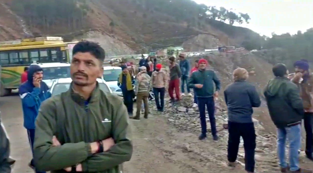 Landslide in Paonta Sahib.