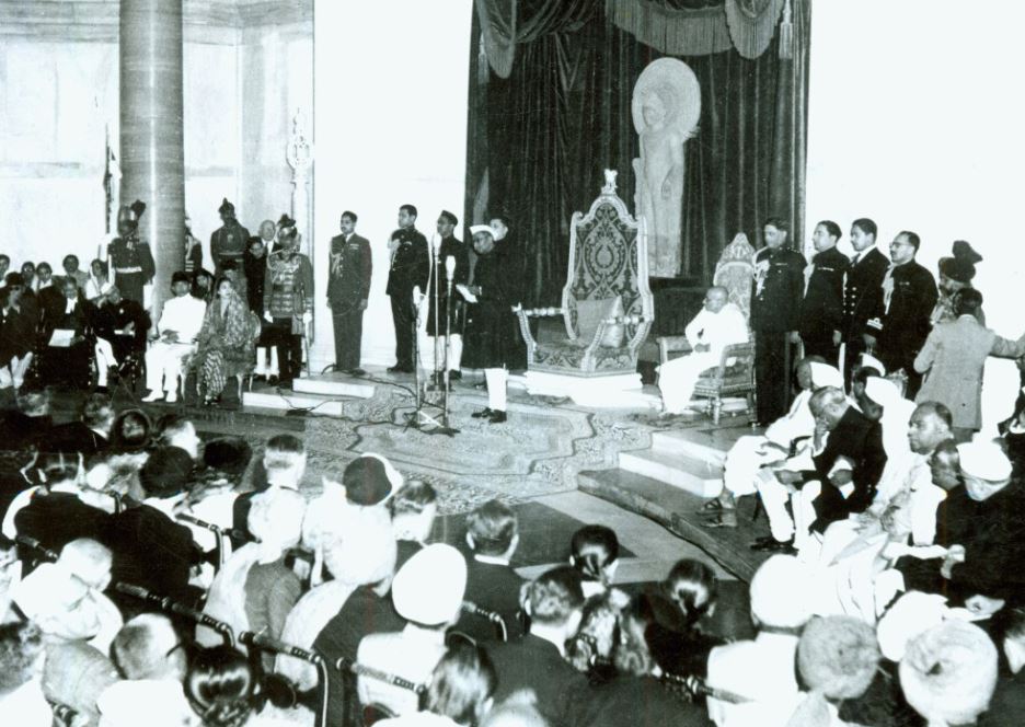 Swearing-in Ceremony of Dr. Rajendra Prasad as the first President of India at the Durbar Hall, Government House, New Delhi