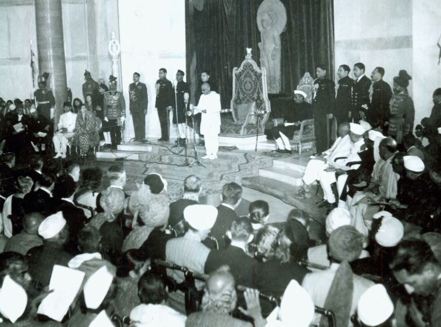 Swearing-in Ceremony of Dr. Rajendra Prasad as the first President of India at the Durbar Hall, Government House, New Delhi