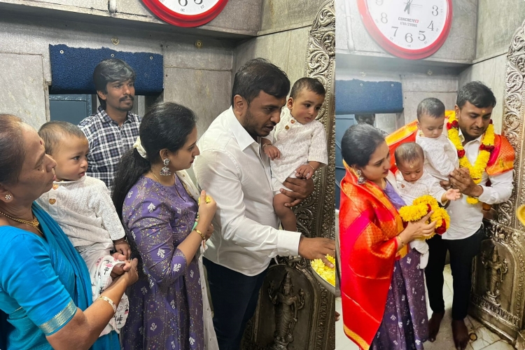 Amulya family visits Ghati Subrahmanya  Temple