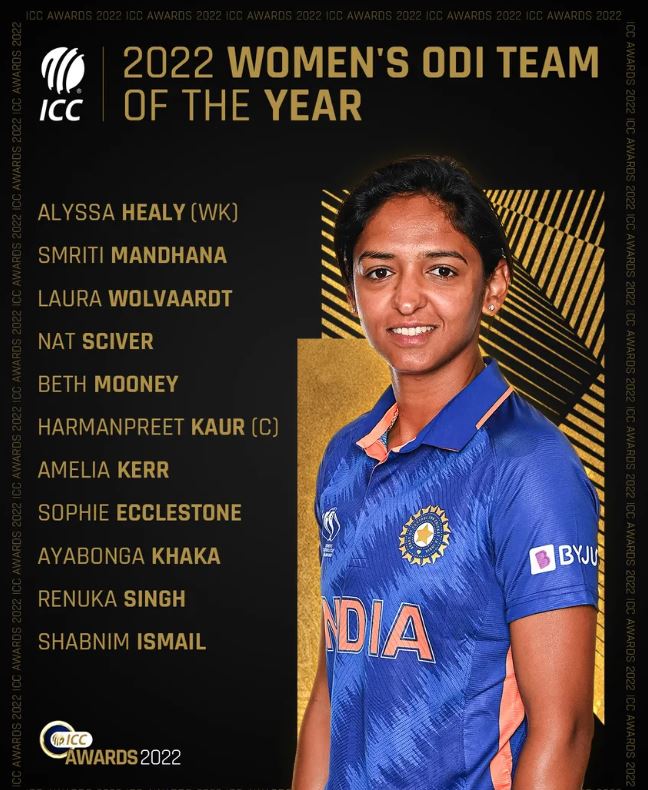 ICC Womens ODI Team of the Year for 2022  आईसीसी महिला वनडे टीम ऑफ द ईयर 2022  harmanpreet kaur  हरमनप्रीत कौर